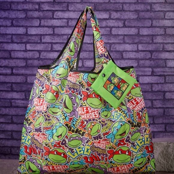 Teenage Mutant Ninja Turtles Reusable Shopping Tote with Snap Carry Bag - Picture 1 of 6